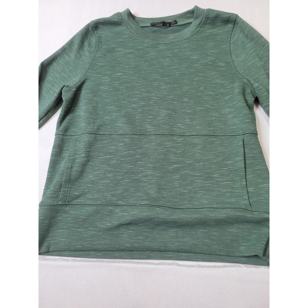 Prana Womens Green Space Dye Crew Neck Sweatshirt Kangaroo Pocket Size S